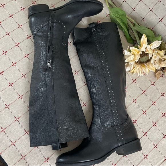 💐HP💐 Sam Edelman Prina Studded Soft Black Leather Knee High Riding Boots 6.5 - Picture 10 of 11